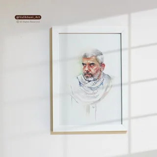 قاب آبرنگی شهید سنوار
